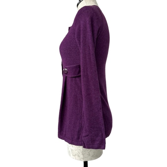 Banana Republic Wool Blend 3 Button Cardigan Waist Tab Belt Purple Size Small - Picture 6 of 16